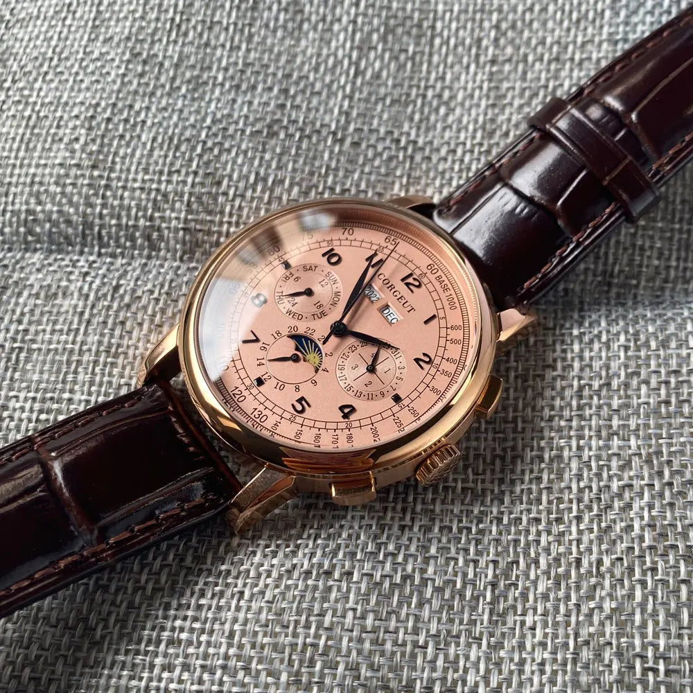 Automatické hodinky pro muže Multification, datum, den, měsíc, rok, mechanické pánské hodinky z 316L s leštěným pouzdrem, ukazatelem den/noc, 42mm