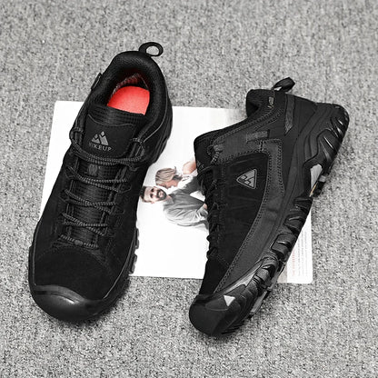 HIKEUP New High Quality Men Hiking Shoes Durable Leather Climbing Shoes Outdoor Walking Sneakers Rubber Sole Factory Outlet