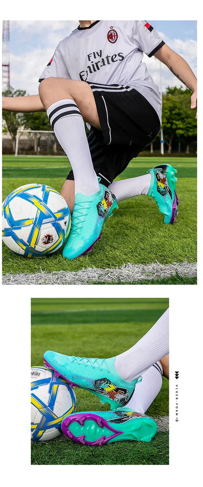 New Men Football Boots Cleats Training Shoes Soccer Shoes Non-Slip Match Ultralight Soccer FG Long Spikes Outdoor Drop Shipping
