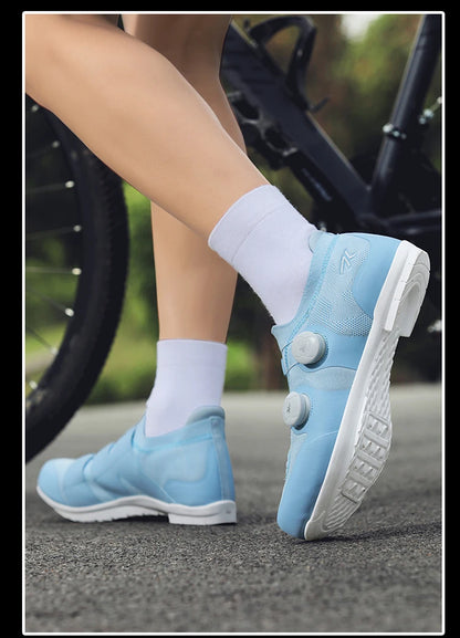Cycling shoes road bike unisex, HsYixin breathable SPD self-locking non-slip racing road bike shoes flat MTB bicycle sneakers