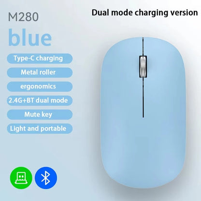 Lenovo Bluetooth Wireless Mouse Dual Mode 2.4G & Bluetooth 5.3, Type-C Rechargeable Silent Ergonomic Mouse with Adjustable DPI for Laptop & Office