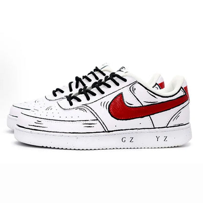 Custom Sneakers Nike Court Vision 1 Graffiti Anime Series Wear-Resistant Men's Skate Shoes
