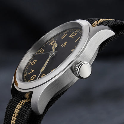 Militado ML08 Vintage Black Watch VH31 Sweep Quartz Wristwatch Ar Sapphire Crystal Luminous C3 BGW9 100 Waterproof Watches Man