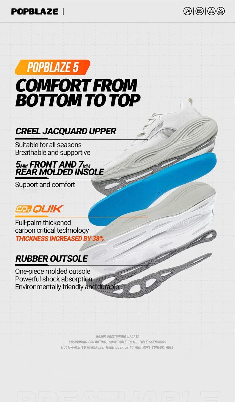 361 Degrees PopBlaze 5 Men Running Shoes New Cushioning Thick-soled Breathable Non-slip Outdoor Jogging Male Sneakers 672532212