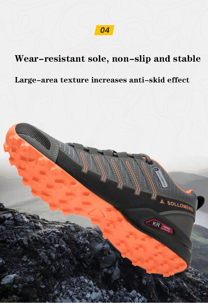 Men's Waterproof Hiking Shoes Outdoor Breathable Travel Walking Shoes Tactical Training Shoes Comfortable Lockless Cycling Shoes