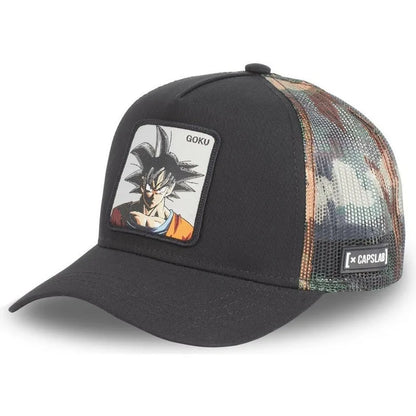 Casquette Dragon Ball Son Goku pour l'été : casquette de voyage à visière, pour homme, brodée, style hip-hop, visière pare-soleil, casquette trucker ajustable en maille