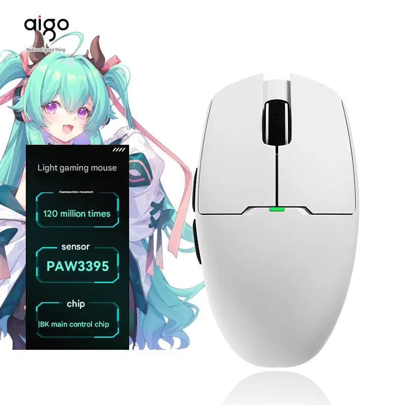 Aigo GM80 PLUS PRO Wireless Gaming Mouse, Bluetooth PAW3395/PAW3311 Lightweight Three-Mode Gaming Mouse with 1000Hz Polling Rate