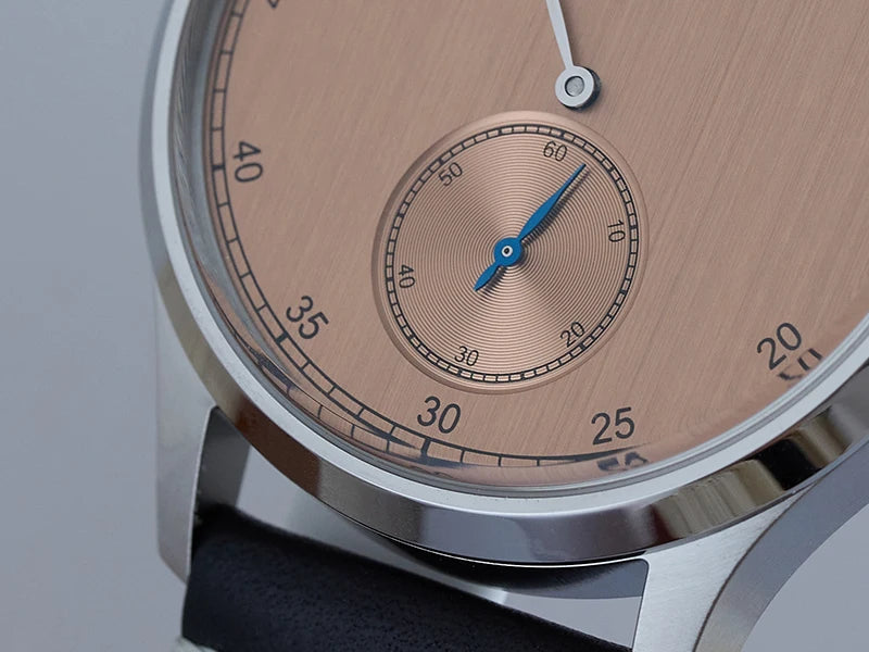 Milifortic Jumping Hour Auto R077 Vintage Small Seconds ST17 Movement Jump Hour Salmon Dial Men Watches