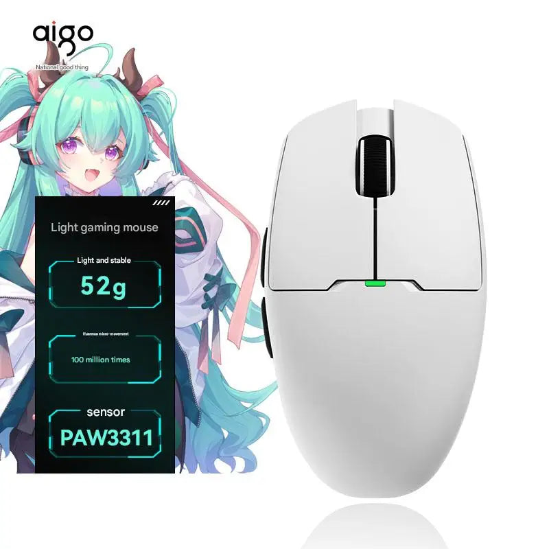 Aigo GM80 PLUS PRO Wireless Gaming Mouse, Bluetooth PAW3395/PAW3311 Lightweight Three-Mode Gaming Mouse with 1000Hz Polling Rate