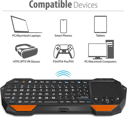 Mini Bluetooth Keyboard (QWERT) Rechargeable Wireless Keyboard with Touchpad for TV, PS4, PS4 Pro, PS5 Phone Laptop