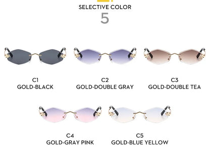 Frameless Rhombus Personalized Women's Sunglasses,Elegant And Versatile Classic Sunglasses Luxury And High-End Sunglasses UV400.