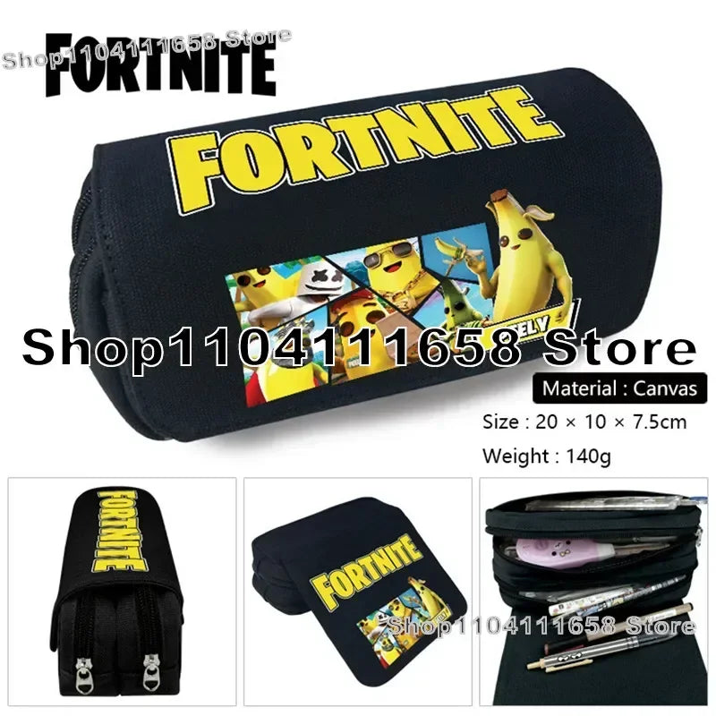 Fortnited Trousse Large Capacity Waterproof Velcro Pencil Case Student Black Estuche Stationery School Pennenzak Supplies