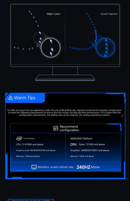 MCHOSE L7 Ultra+ Rato de Mão Médio Grande para Gaming e E-Sports Paw3950 Sem Fios de Três Modos, Leve, para Escritório, Rato de Computador Dual-Drive