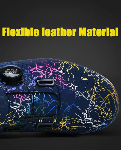 New Women Cycling Sports Shoes Rubber Non-Slip MTB Shoes Men PU Leather Breathable Outdoor Racing Pedal Bicycle Boots Unisex