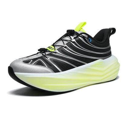 Men's High Platform Running Shoes | Breathable Mesh Athletic Sneakers | Rotating Buckle Quick Wear Casual Walking Shoes