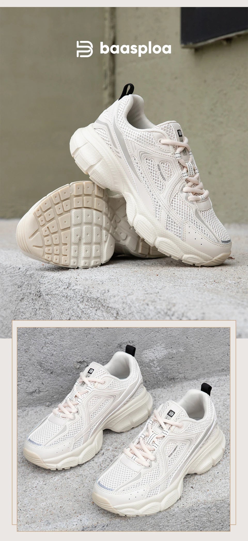 Baasploa Women Running Shoes Fashion Lightweight Mesh Non-slip Jogging Sneaker Female Outdoor Breathable Colorful Casual Shoes