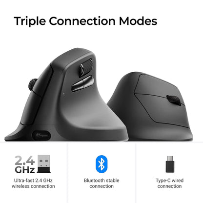 Rato Ergonómico Sem Fios Keychron M5 Ótico com Taxa de Polling 8K, 2.4GHz e Bluetooth, USB Type-C, Sensor 3950