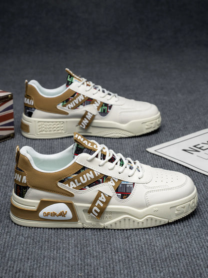 High Quality Men's Sneakers Light PU Leather Casual Shoes for Men Lace Up Flats Luxury White Black Tenis Shoes Zapatillas Hombre