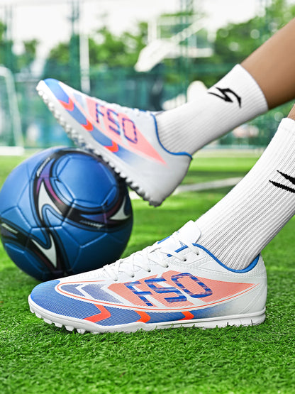 Breathable TF Soccer Shoes Men Women Kids PU+Fabric Non-Slip Wear-Resistant Rubber Sole Training Shoes