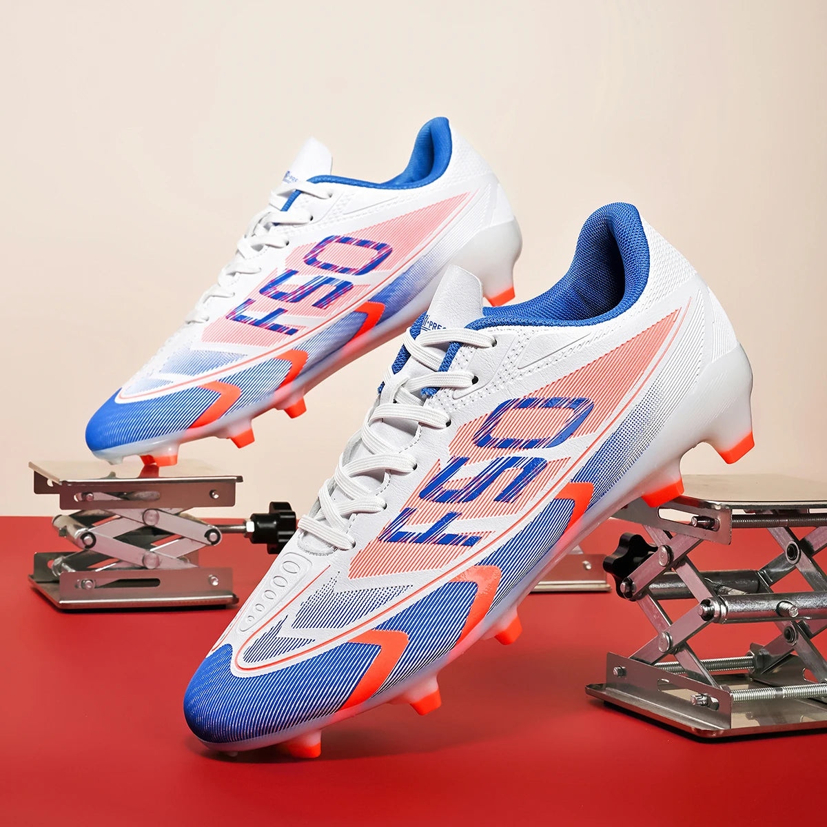 AG/FG Long Studs Soccer Shoes，PU Fabric Mixed Upper，TPU Sole Wear Resistant Anti Slip，Men Women Kids Youth Outdoor Sports