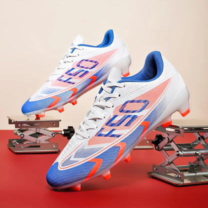 AG/FG Long Studs Soccer Shoes，PU Fabric Mixed Upper，TPU Sole Wear Resistant Anti Slip，Men Women Kids Youth Outdoor Sports