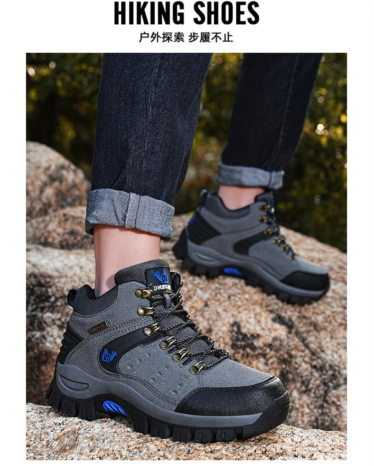 Outdoor trekking shoes autumn winter men waterproof hiking shoes mountain boots genuine leather woodland hunting tactical shoes