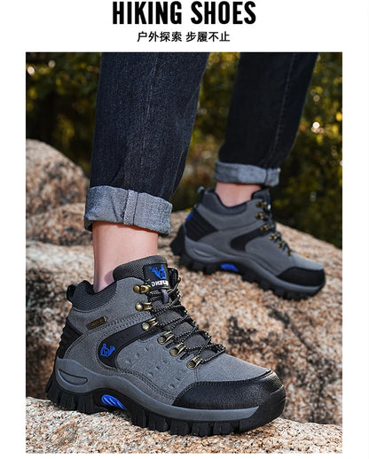 Outdoor trekking shoes autumn winter men waterproof hiking shoes mountain boots genuine leather woodland hunting tactical shoes