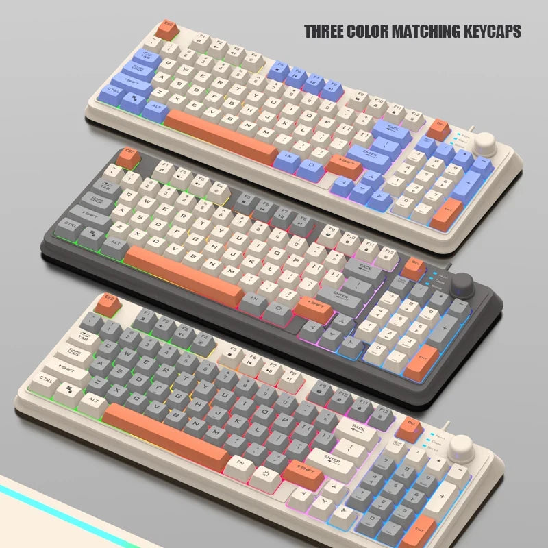 K82 Gaming Keyboard Glows Wired USB Desktop PC/Notebook Available 19-key punchless knob to adjust volume