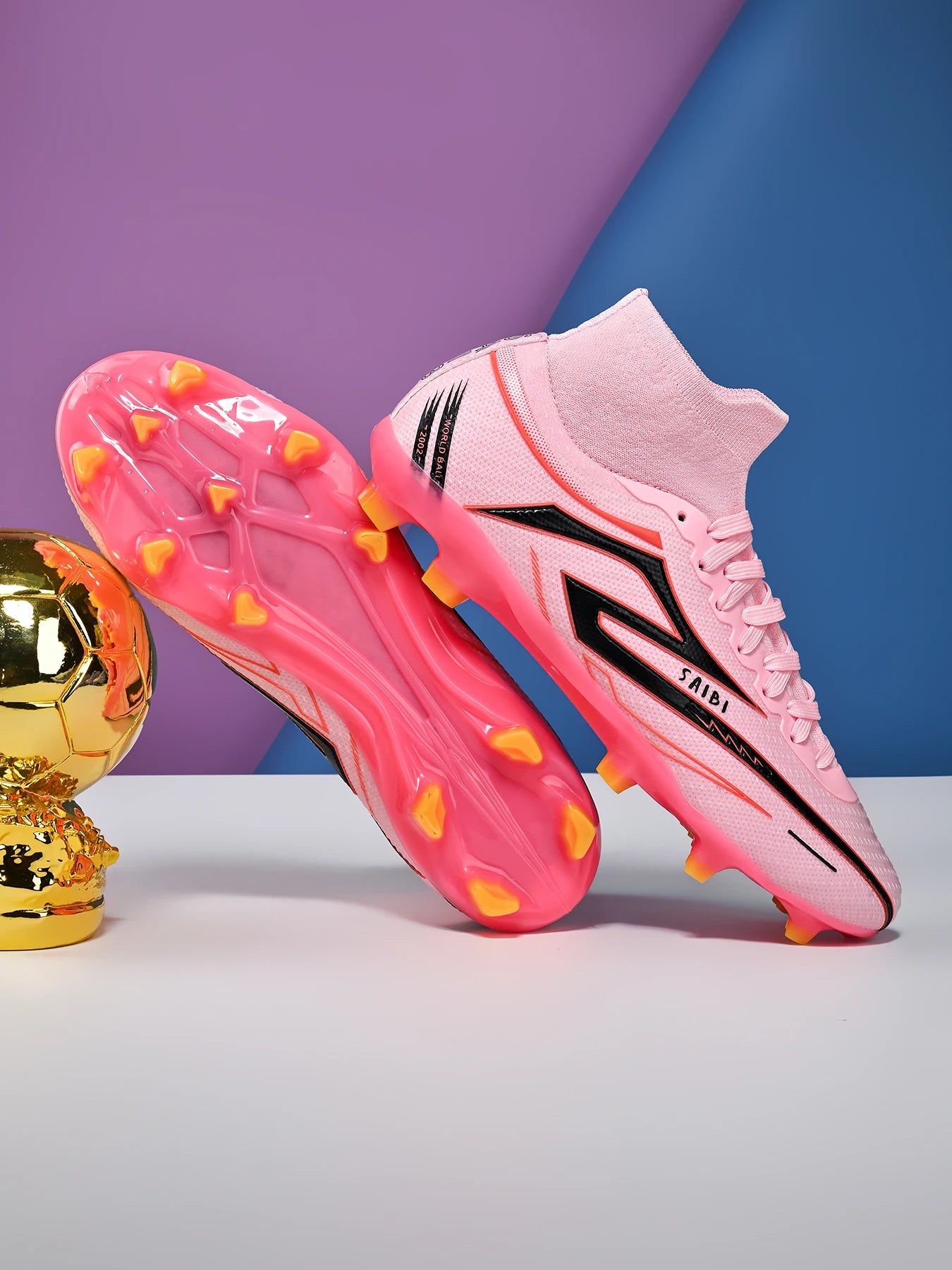 AG/FG Long Studs Soccer Shoes，PU Fabric Mixed Upper，TPU Sole Wear Resistant Anti Slip，Men Women Kids Youth Outdoor Sports
