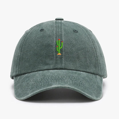 Casquette de baseball vintage souple avec broderie « Mini Cactus » pour homme et femme, effet délavé, pour le sport, la pêche, papa, visière, été, automne, casquette à visière