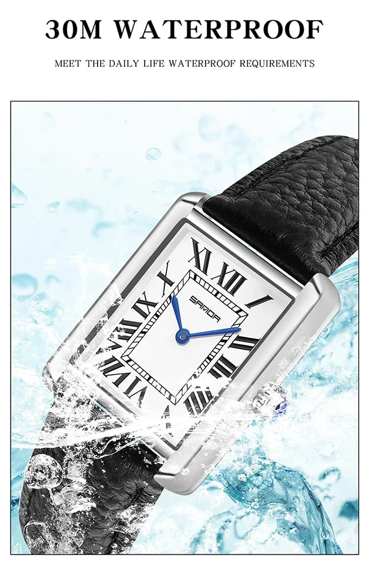 SANDA 9031/1108 Sport Casual Women Men Quartz Watches Reloj Luxury Couple Watch Resistant Leather Strap Square Dial Waterproof
