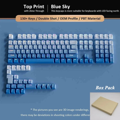 Conjunto de 133+ teclas OEM em gradiente para teclado mecânico gaming com switches Cherry MX, PBT retroiluminado RGB, layout ISO