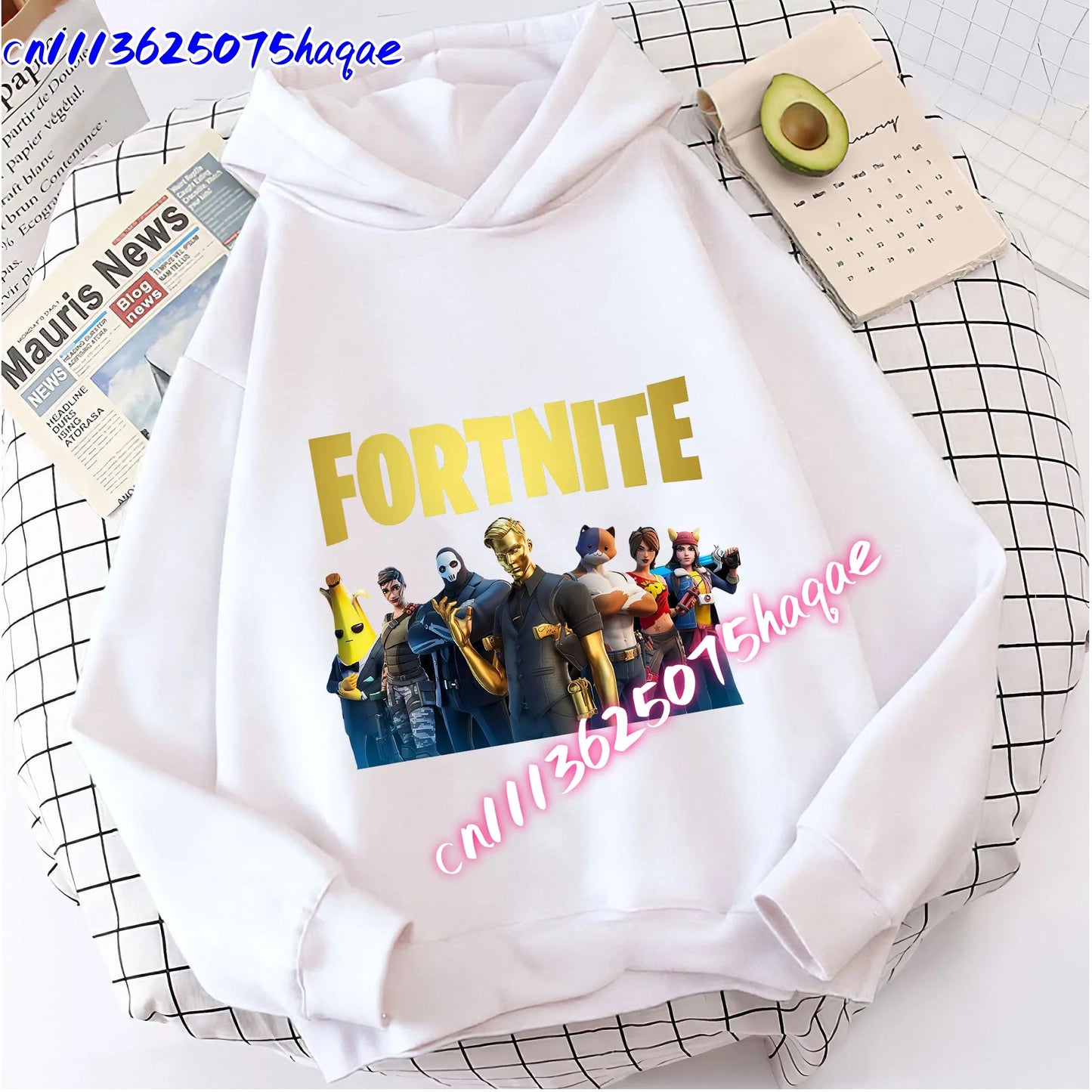 Sweatshirts Fortnite Novos para Criança, Hoodie com Estampado de Personagem de Jogo em Desenho Animado, Tops Casuais de Outono, Roupa de Inverno para Meninos Bebés