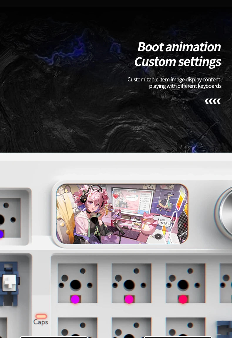 YINDIAO Y95 Keyboard Kit Hotswap TFT Screen Full RGB Backlit 2.4GHz Bluetooth Wireless Custom DIY Mechanical Keyboard