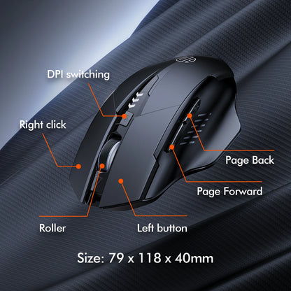 INPHIC A1 Bluetooth Wireless Mouse Rechargeable Tri-Mode 2.4G Optical Mouse for Laptop, Mac, PC, Tablet & Mobile with 1600 DPI