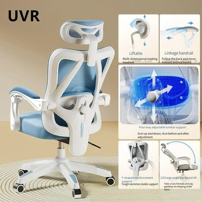 UVR Gaming Computer Chair Mesh Breathable Staff Chair Ergonomic Design Armrest Chair Sitting Comfort Home Office Chair Furniture