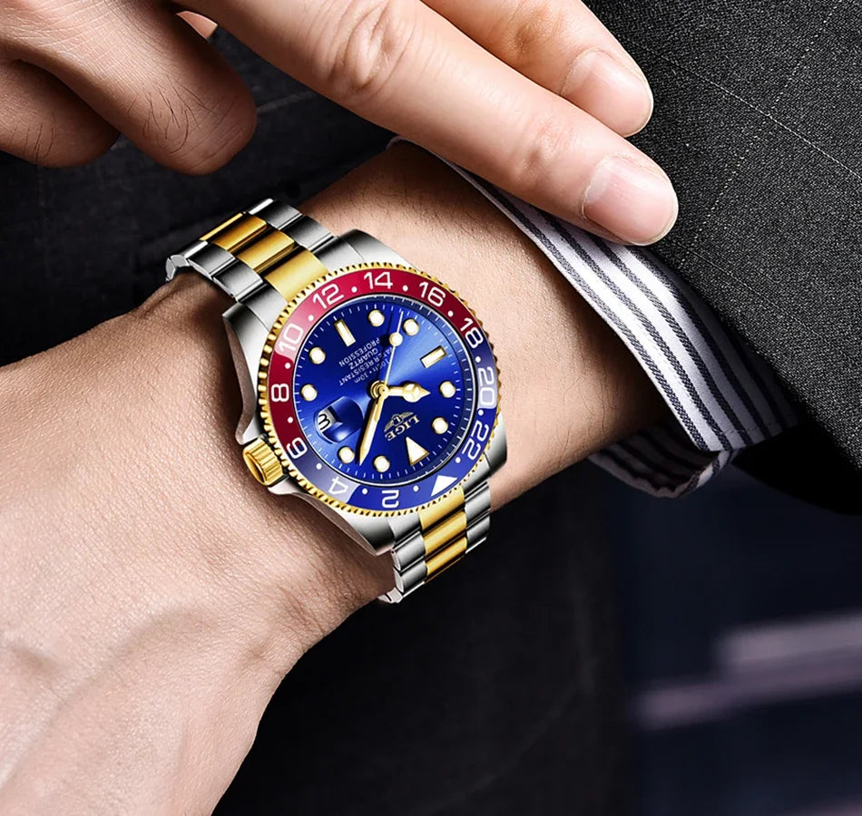 LIGE Men’s Luxury Quartz Watch  Stainless Steel, Luminous Dial, Waterproof & Business Design