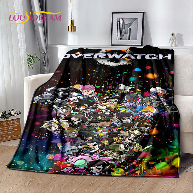Overwatch Gamer DVA Reaper Manta Macia de Peluche, Manta de Flanela para Sala de Estar, Quarto, Cama, Sofá, Piquenique, Criança, 3D