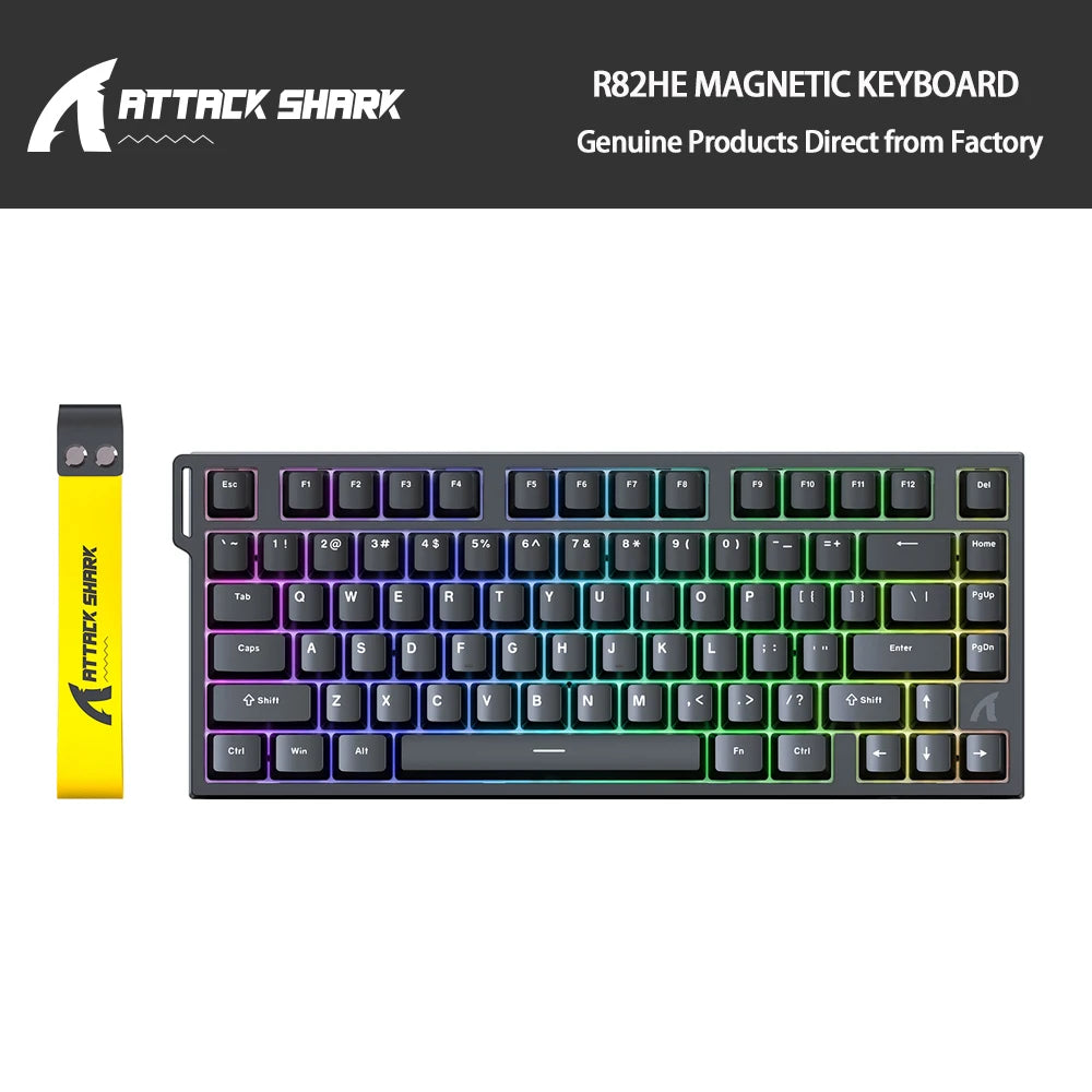 ATTACK SHARK R82HE Gaming Keyboard Magnetic 75% Wired 8000Hz Rapid Trigger ProGamer Keyboard, 0.005mm RT Accuracy, 0.08ms Latency