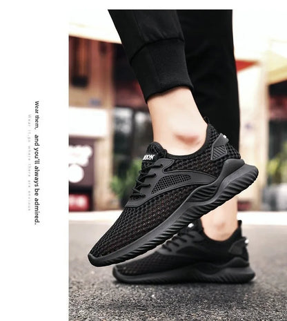 Breathable Mesh Running Shoes Men's Low Cut Slip-On Sports Sneakers Flat Heel Lightweight Comfortable Unisex Trainers