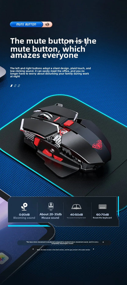 Novo Rato Gaming Sem Fios SC300 2025 2.4G RGB 3200dpi Recarregável, Silencioso e Mecânico, para E-sports, Computador de Secretária e Portátil