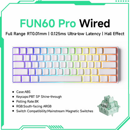 Akko MonsGeek FUN60 mechanische Tastatur mit Magnetschaltern, 60% Gaming-Tastatur, Rapid Trigger 0.01mm, 8K, ARGB, HE/TMR, Custom Keyboard