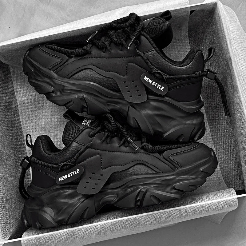 Men's shoes, seasonal leather trend, soft sole, sports running shoes, campus style, casual and versatile, fashionable dad shoes