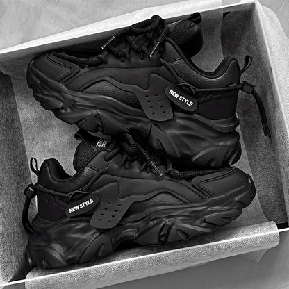 Men's shoes, seasonal leather trend, soft sole, sports running shoes, campus style, casual and versatile, fashionable dad shoes
