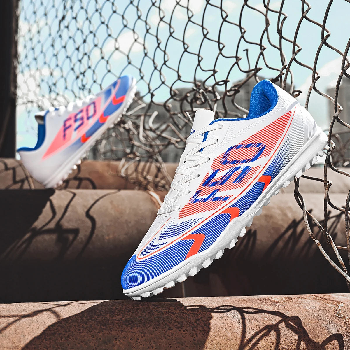 Breathable TF Soccer Shoes Men Women Kids PU+Fabric Non-Slip Wear-Resistant Rubber Sole Training Shoes