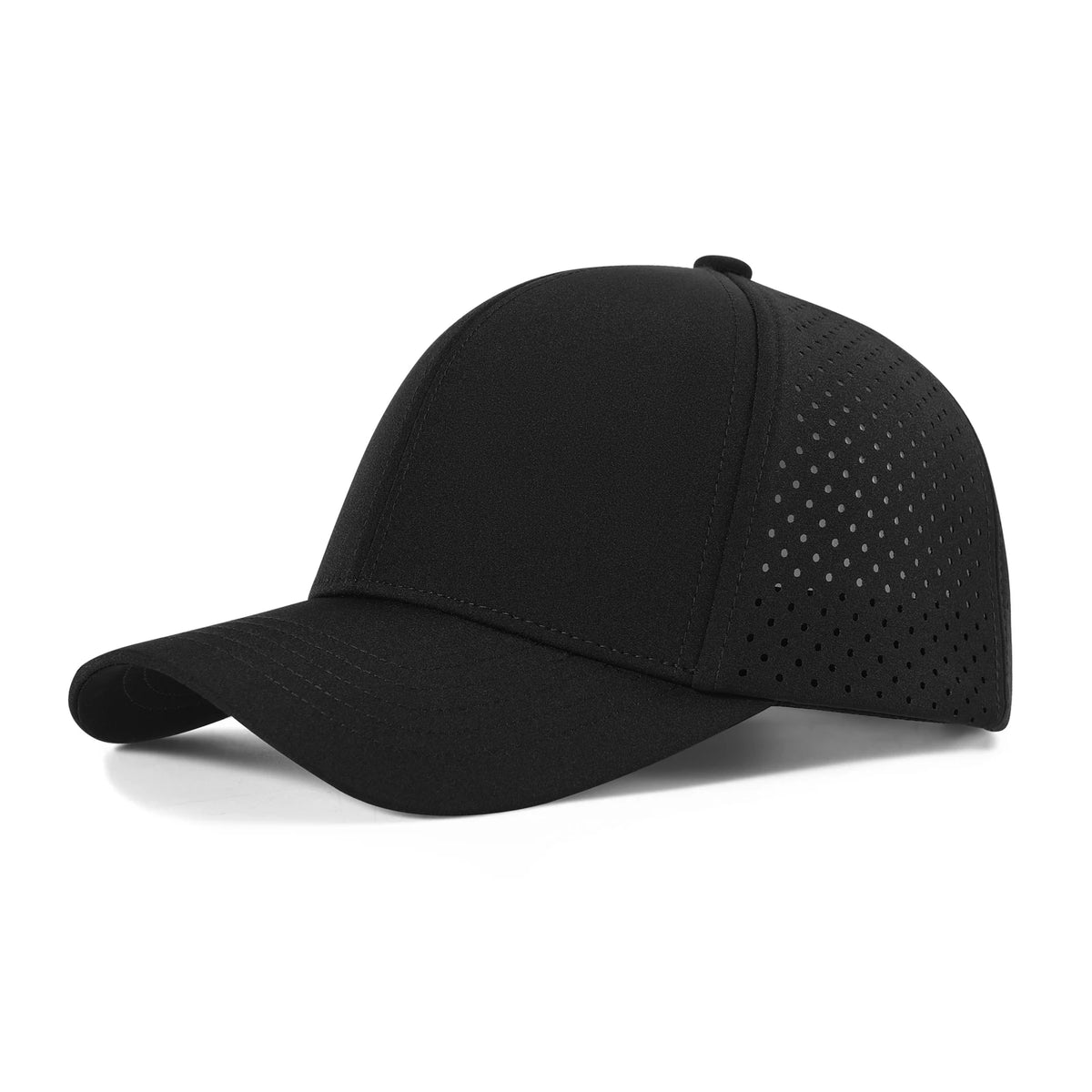 Casquette de baseball pour homme VOBOOM à séchage rapide, en maille découpée au laser, à visière incurvée et fermeture à pression, pour le sport en plein air, la course à pied et les voyages, couleur noire
