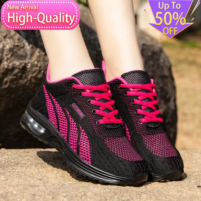 New Summer Rebound Womens Sports Shoes Lightweight Shock-absorbing Running Shoes Marathons Foot Protection Balance Walking Shoes