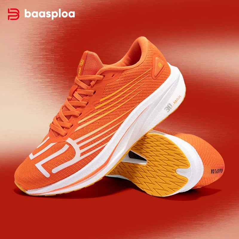 Zapatillas profesionales de running Baasploa para hombre, ligeras y transpirables, zapatillas deportivas de jogging para mujer con placa de carbono y suela antideslizante