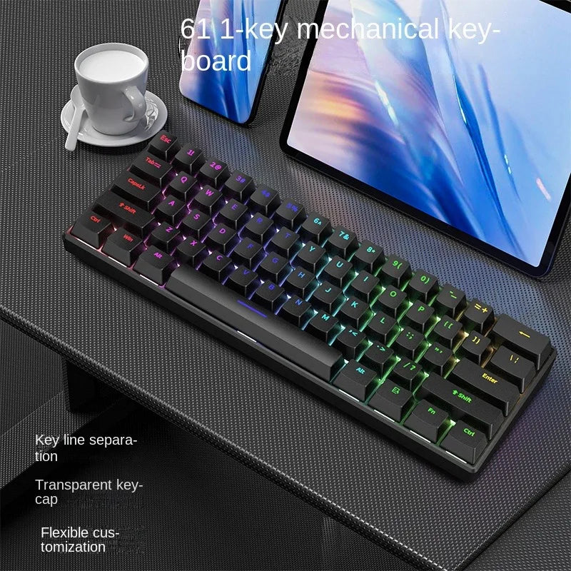 Mechanical Keyboard Gamer Keyboards Mini USB 61-Key Computer 60% Kit Upgrade Wired Ergonomic Semi-Mechanical White Teclado PC