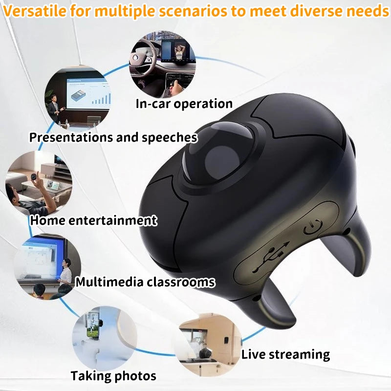 Novo Rato Trackball de Dedo em Anel 2.4G+Bluetooth Sem Fios com Controlo Remoto para Vídeos Curtos/PPT/Discursos/Ecrãs de Veículos
